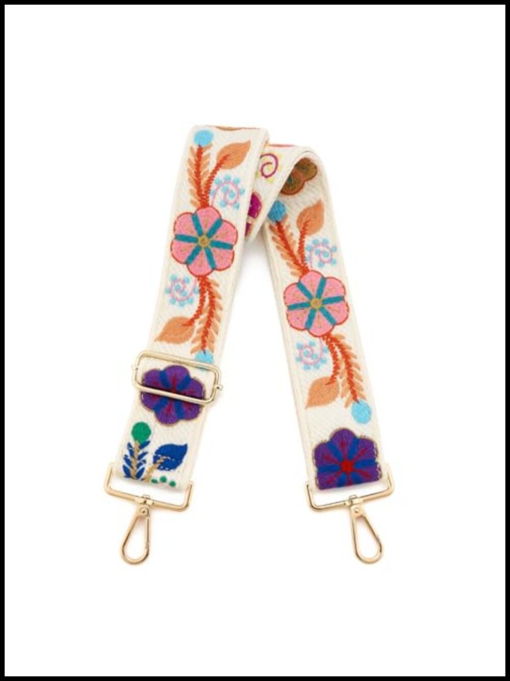 2" Wide Crossbody Purse Strap Adjustable Replacement Floral Embroidery